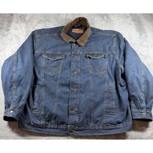 Wrangler M-159 Denim Jacket Mens XL Blanket Lined Corduroy Collar Western